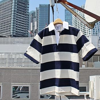 BARBARIAN　新品ストライプラガーシャツ 半袖〈Ｓ〉 セール】限定展開 BARBARIAN/バーバリアン Rugby Collar S/S